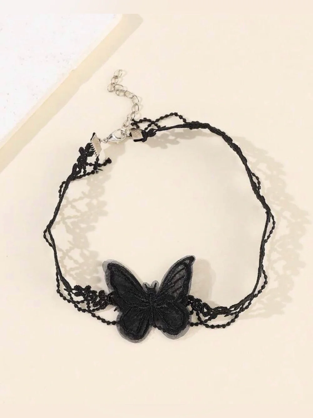 Black Butterfly Lace Choker Necklace - Picture 3 of 4